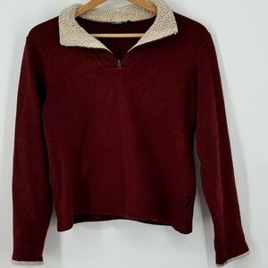 Kuhl Burgundy Alfpaca Fleece Quarter-Zip Sweater- Size Small